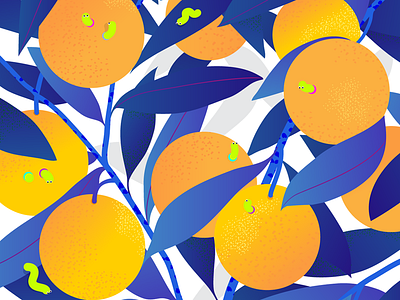 Techno Party fun illustration oranges worms