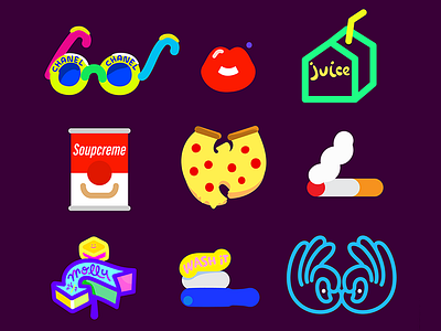 Essentials chanel cigarette icons illustration pizza robu soupreme stickers