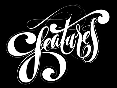 Features hand drawn lettering script swashes