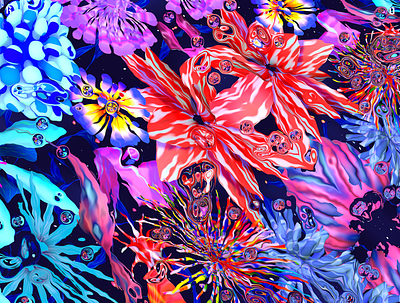 Underwater Flowers colorful flowers flowers illustration keyvisual mobile wallpaper wallpaper design