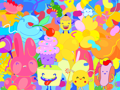 Kawa-e-mojis characters colorful emojis fun happy illustration kawaii