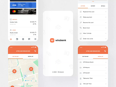 Winzbank (Online Banking UX/UI) account app azerbaijan baku banking banking app branches cards cards ui credit card credits deposit finance interface map payment payment app payments ui ux