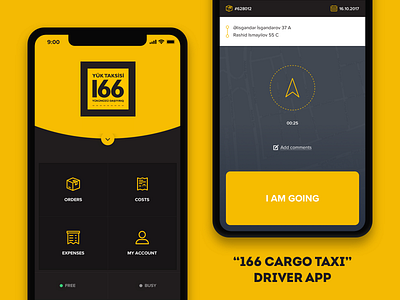 "166 Cargo Taxi" Driver app app azerbaijan baku car cargo ios mobile taxi ui ux yellow