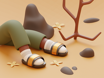 Just some chilled legs in a desert☀️ 3d 3dartist 3ddesigner 3dillustration blender blender3d creativity pants socks uidesign webdesign