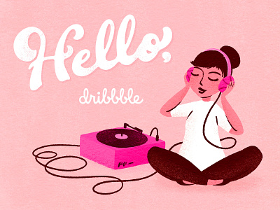Hello, Dribbble! firstshot illustration lettering procreate typography