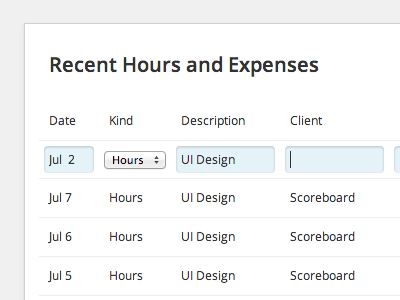 Recent Hours And Expenses