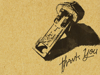 Zipper handwriting rubber stamp thank you thx