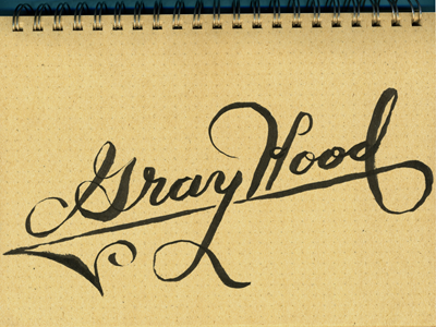 Gray Hood Script 2 brush ink logo script type