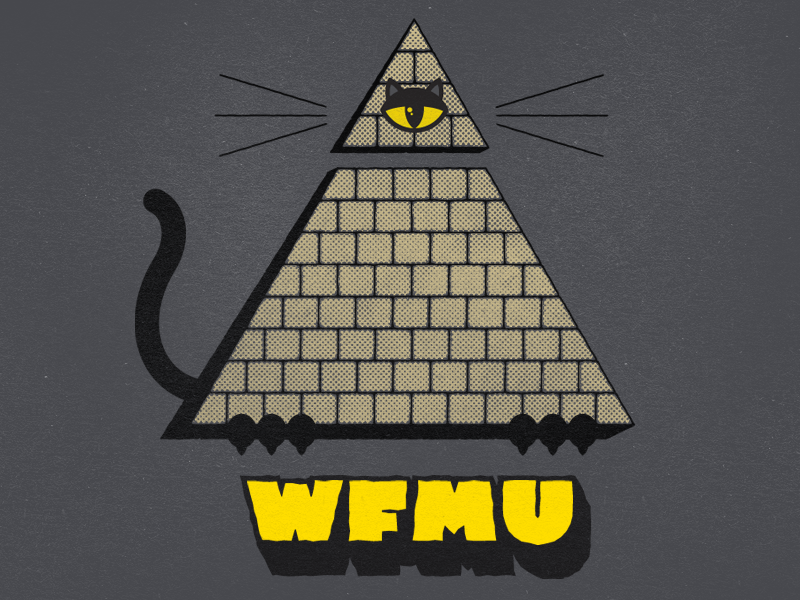 The All Meowing Eye illuminati cat wfmu tee shirt