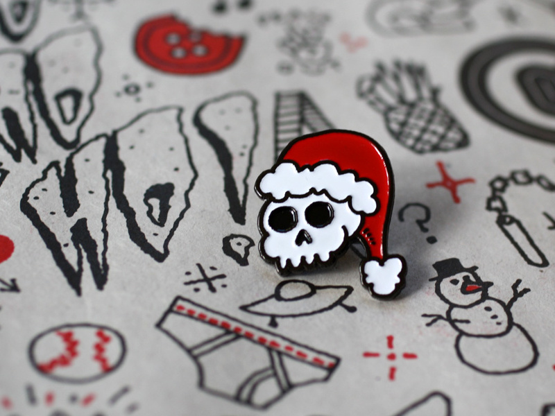 Santa Skull enamel lapel holiday skull santa pin