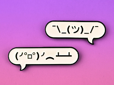 ¯\_(ツ)_/¯ ascii emoji enamel font lehigh lost type pin shrug