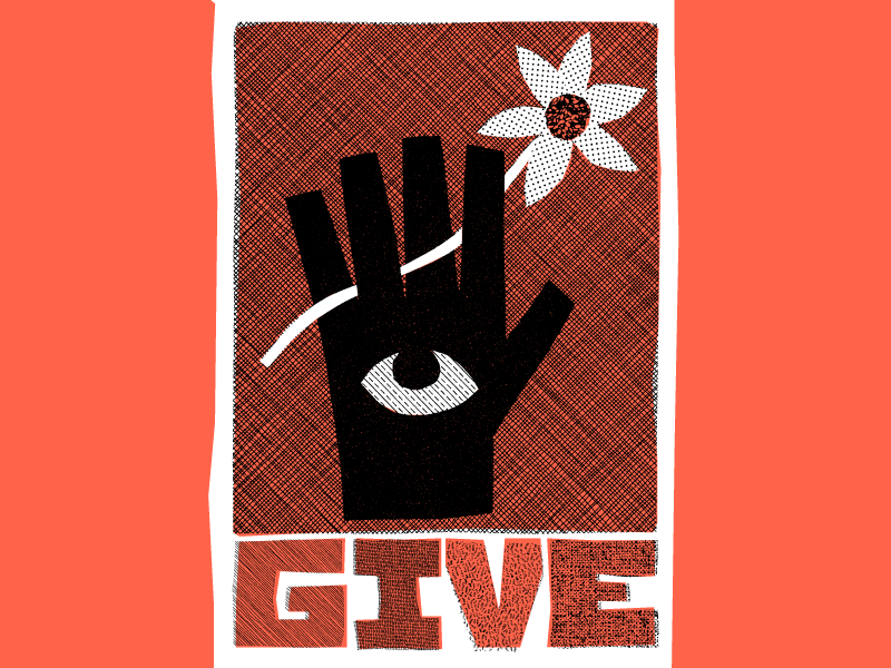 Give flower eye hand hires give