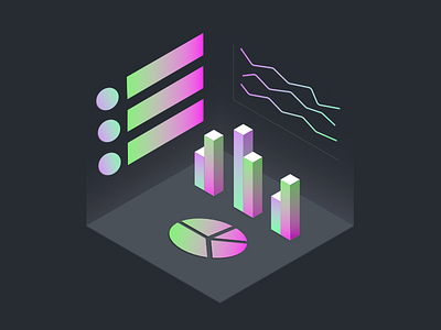 Data Chart chart column chart data gradient isometric line chart pie chart