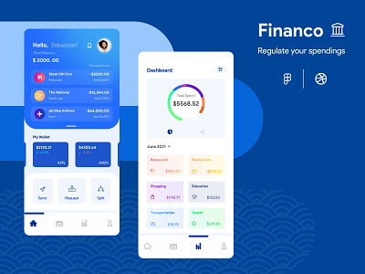 Financo | Finance App UX/UI app bank branding creative design figmadesign finance illustration logo mobile money ui ux vector