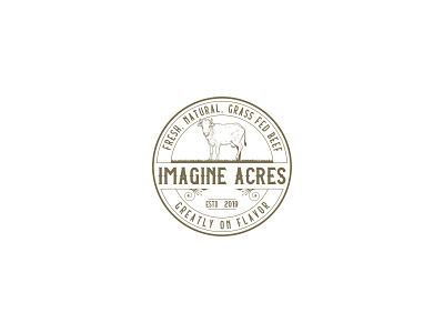 imagine acres acres art beef cattle classic cow design farm fresh graphic design logo natural vector vintage