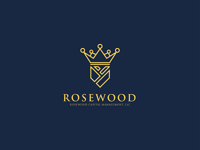 rosewood capital classic crown graphic design icon line logo luxury minimal rose royal vector vintage