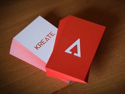 Modern Die Cut Business Cards arrow branding business card cards design diecut font logo modern print red triangle