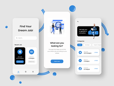 Find Job App 3d app app design branding design illustration logo minimal ui uidesign ux uxdesign webdesign