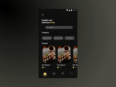 Sushi Menu app appdesign black branding design food graphic design menu sushi ui ux