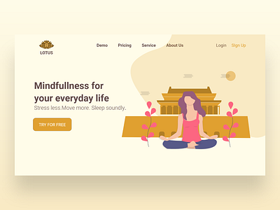 Lotus app branding company design graphic design illustration landingpage logo meditation ui ux vector web design