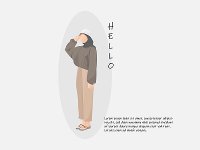 HIjab Girl Hello For Introduction Flat Illustration
