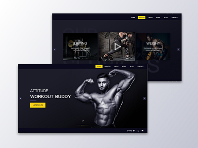 Black style fitness website interface design