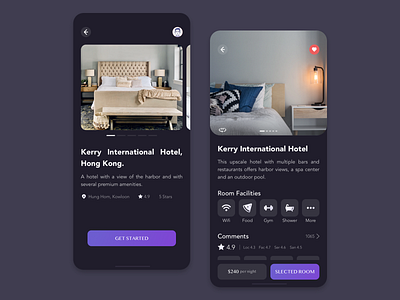 Booking Hotel Interface app art black design hotel app illustration travel ui ux