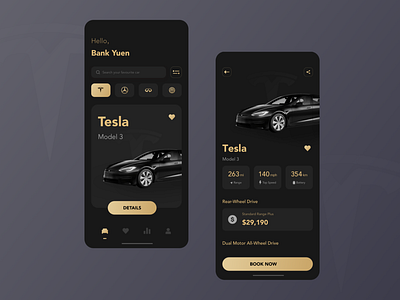Car-shop app interface app black car design illustration ui ux