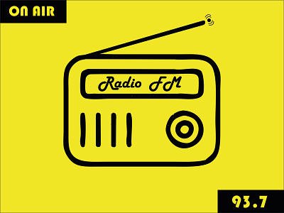 Radio air black design duality fm illustraion illustration logo online radio vector yellow