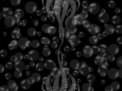 Creepiness of the ocean in one picture. black bubbles design duality glow gradient illustraion illustration octopus shine tentacle tentacles touch vector white
