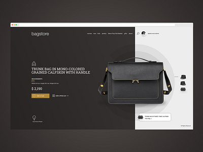 Bag store Ui Design bag buy carousel clean clean ui commerce dark online sale shadow store ui women