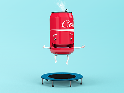 Petit Enfant Soda 3d character design cola trampoling