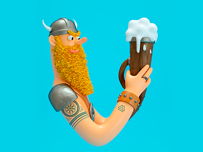 36 days of type - letter V 36dayoftype 3d beer character design letter viking