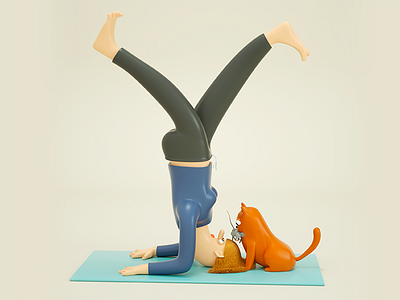 36 days of type - letter Y 36dayoftype 3d cat character design yoga