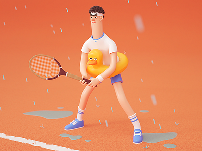 Tennisman - Roland Garros 3d character design illustration roland garros rubber duck tennis
