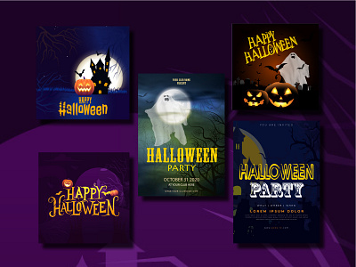 Halloween poster and banner ads ads design animation banner banner ads branding design event flyer facebookpost halloween bash halloween flyer halloween party poster design typography vector