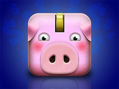 Pink Blushed Pig Icon animal app. ios blushed coin farm finance icon my pig piggy pink