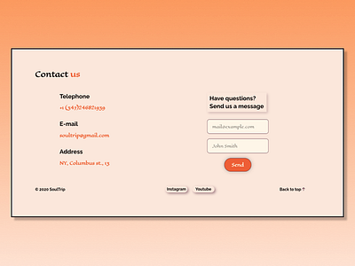 Contacts information on the landing page contacts design landing minimal typography ui ux web web design