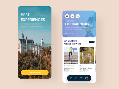 Experience Master activities app app design design experiences explore figma food hotels ios mobile sport ui world