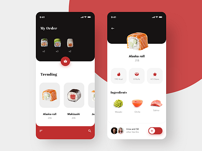 Sushi UI Concept app app design design ecommerce food ios japan minimalistic mobile restaurant restaurant app sushi ui