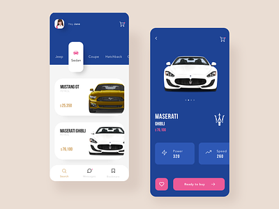 Car Marketplace app app design car cars design ecommerce maserati minimal mobile sport tesla ui