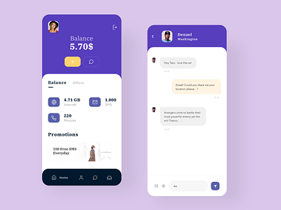 MyCell Concept app app design balance cell cellphone chat design ios messages messanger minimalistic mobile phones ui
