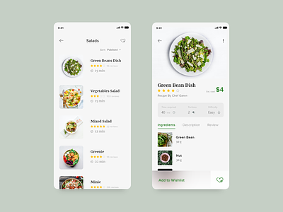 Recipe App app design delivery design food food app product product page recipe ui ux wishlist