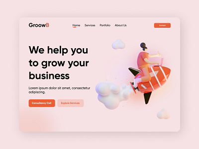 GroowB | Grow your Business design figma figmadesign minimal ui web website website concept website design