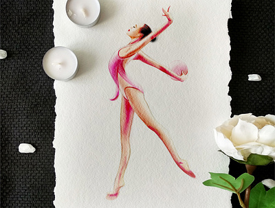 grace digital girl gymnast gymnastic illustration nature sport watercolor woman