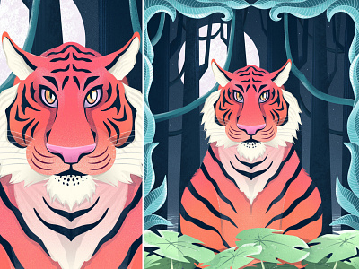 The Mirror art challenge accepted design dribbble best shot dribbblers dribbbleweeklywarmup forest gfxmob illustraion illustration illustration art illustrator logo night illustration procreate procreate brushes tiger illustration tigers ui ux