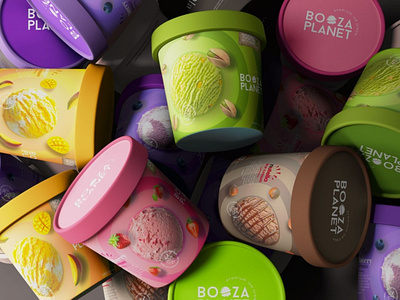 Booza Planet branding cream design ice packaging