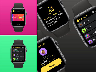 Ezy Pay app apple application design easy fast iwatch money payment sending transaction ui ux watch