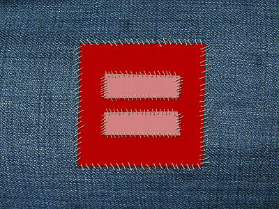Human Rights Campaign - Marriage Equality Patch adobe photoshop adobe photoshop cs3 blue defense of marriage act doma equal equal sign fabric fabrics hrc human rights campaign illustration jean jeans light red marriage equality patch patches photoshop photoshop cs3 pink prop 8 proposition 8 red sew stitch stitches supreme court texture textures
