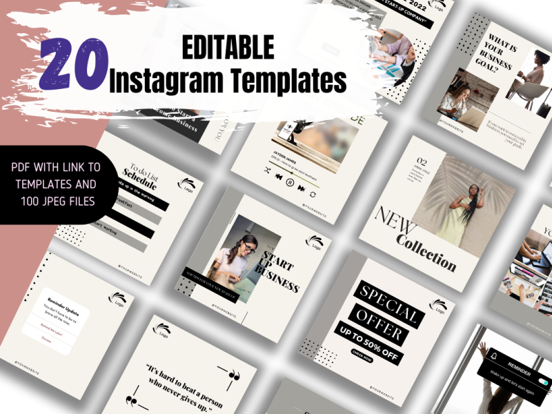 20 Editable Start Up/Business Instagram Templates by KIRSTY on Dribbble